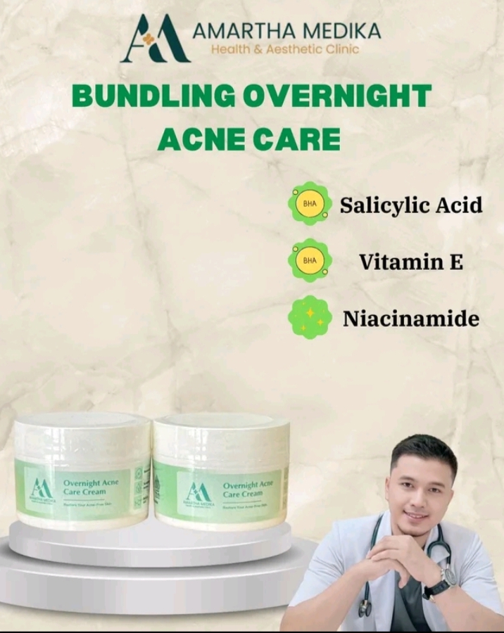 Produk Skincare Bundling Overnight Acne Cream dari Amartha Medika